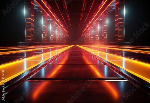 Yellow and red Neon illuminated futuristic backdrop realistic image- ultra hd- high design