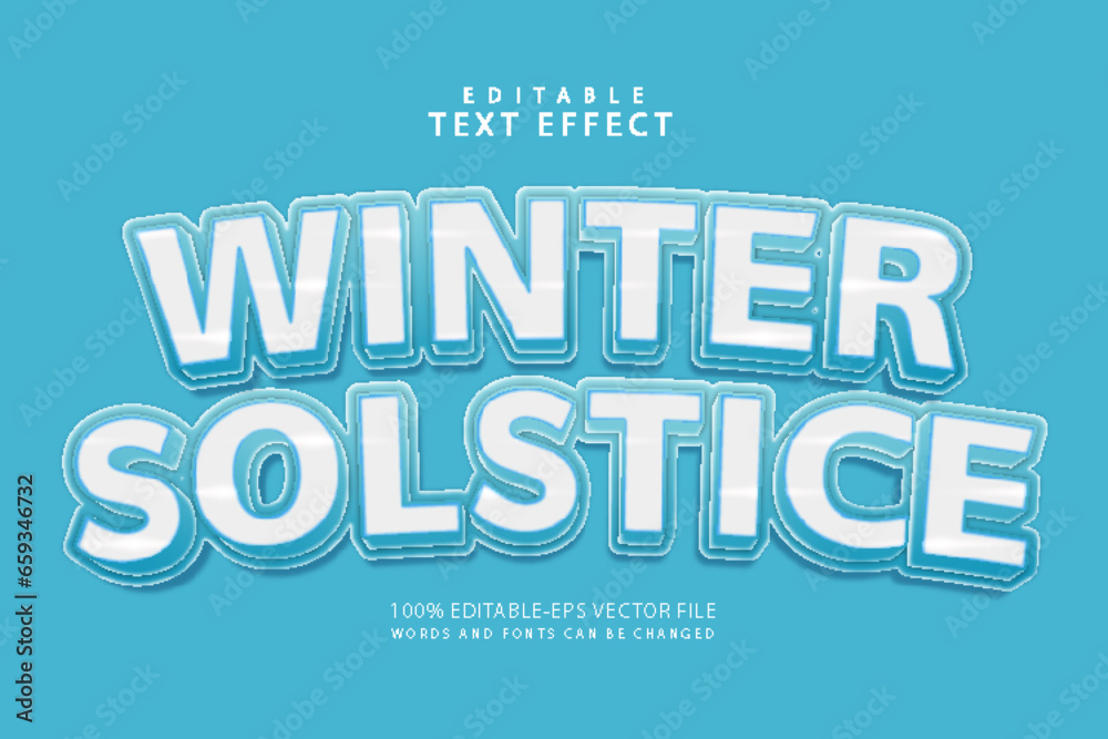 Winter solstice editable text effect 3 dimension emboss cartoon style