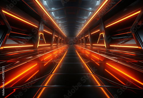 Yellow and red Neon illuminated futuristic backdrop realistic image- ultra hd- high design