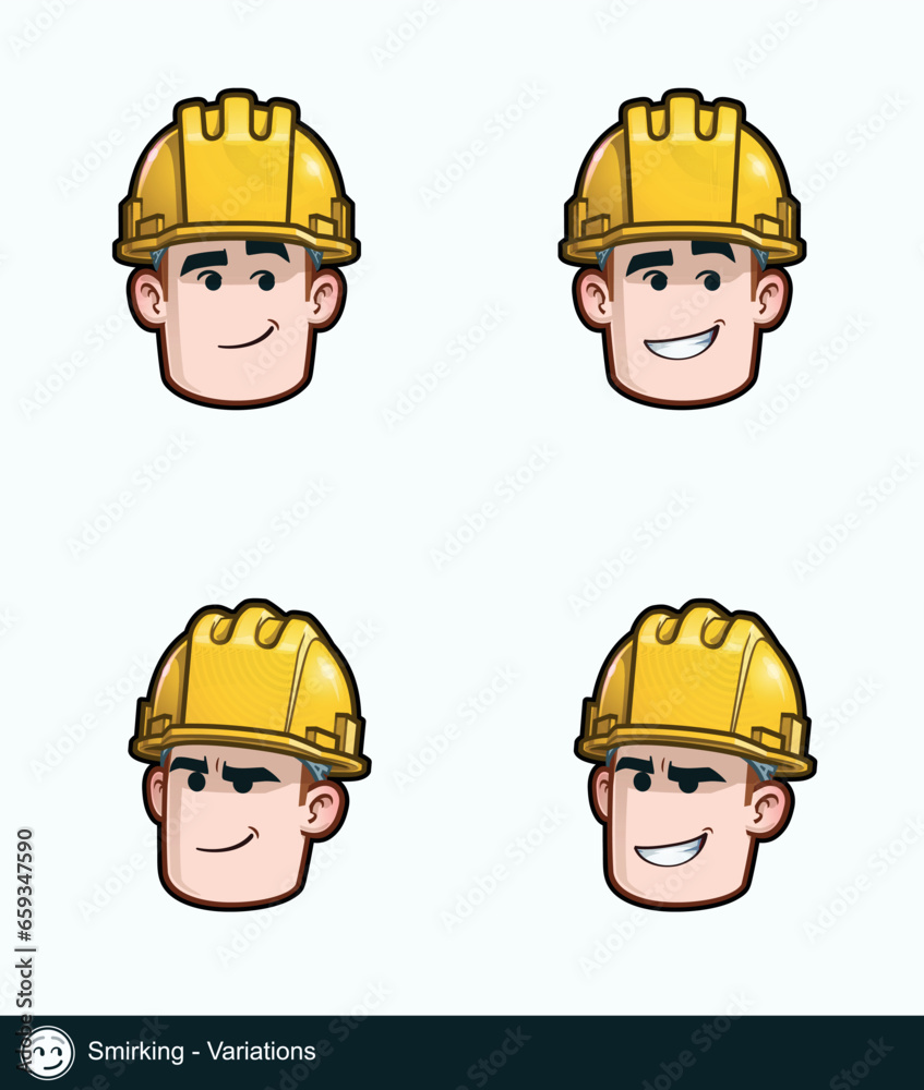 Construction Worker - Expressions - Positive n Smiling - Smirking - Variations Construction Worker - Expressions - Positive n Smiling - Smirking - Variations