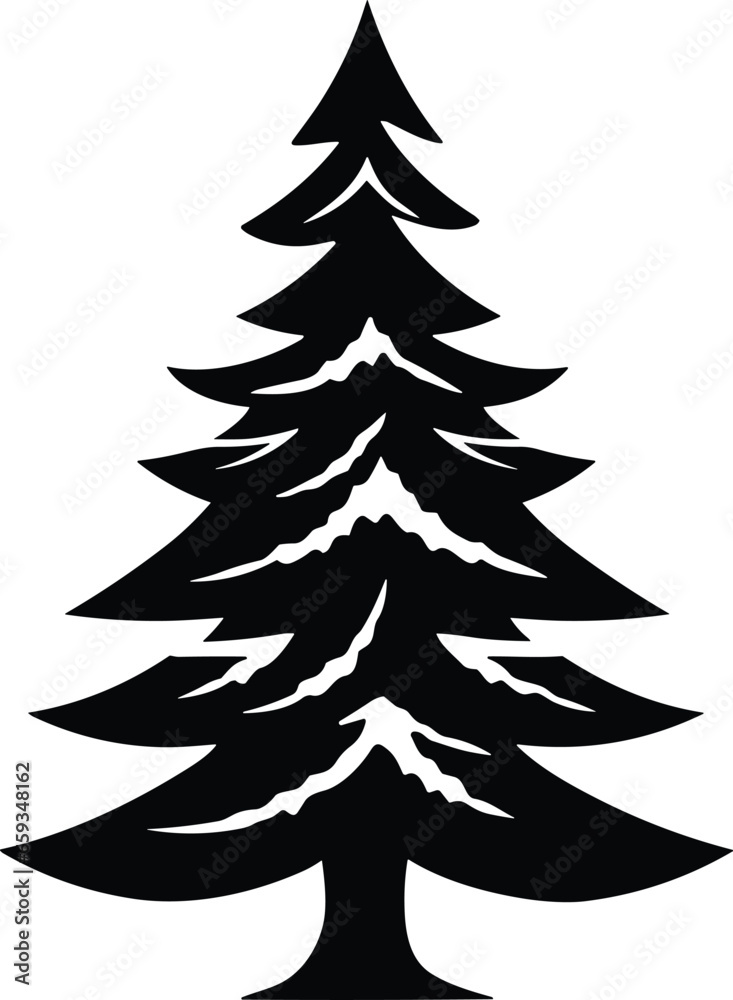 Obraz premium Christmas tree black and white symbols
