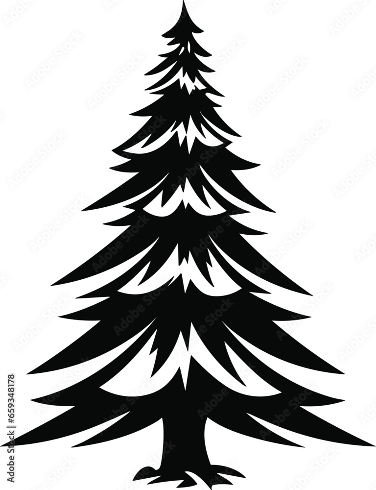 Obraz premium Christmas tree black and white symbols