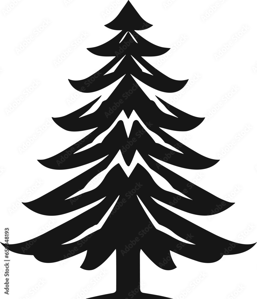 Obraz premium Christmas tree black and white symbols