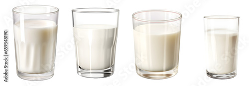 Milk on transparent PNG background, milk glass, isolated on white background, Generative Ai