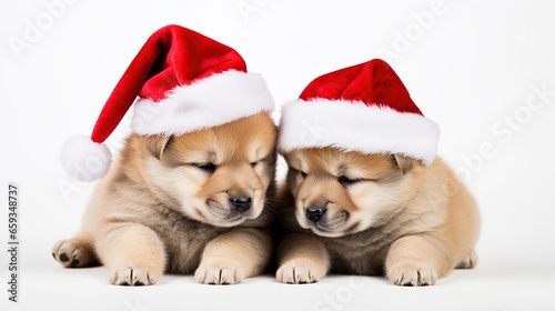Puppies at christmas time