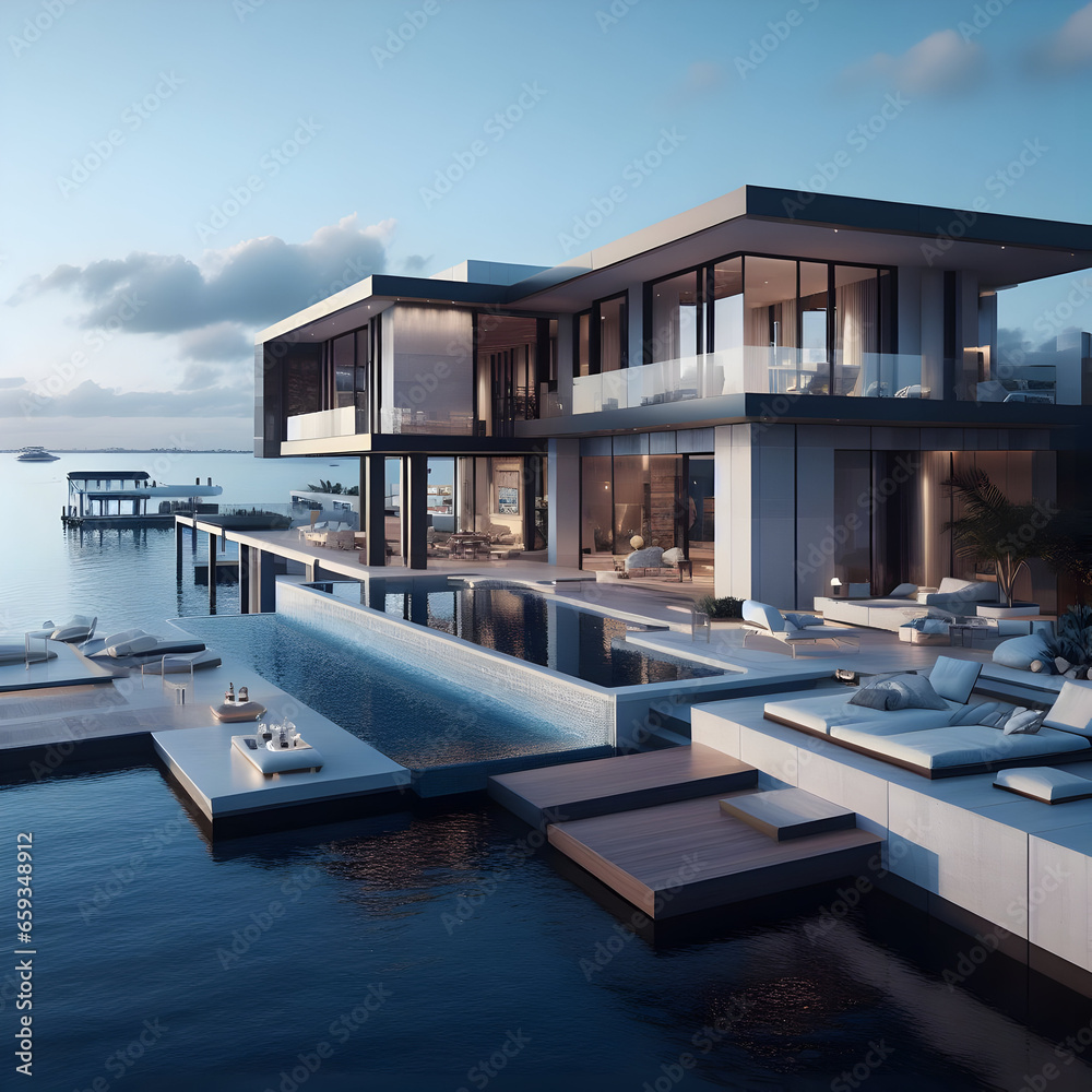 Fototapeta premium luxury house pool