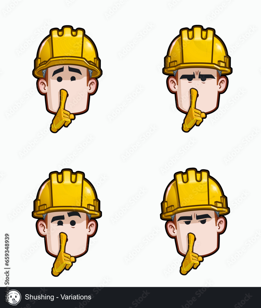 Construction Worker - Expressions - Shushing - Variations Construction Worker - Expressions - Shushing - Variations