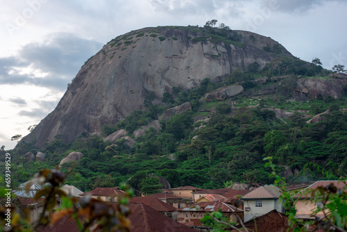 Olosunta - A historical rocky hill in Ekiti, West of Nigeria on August 17, 2023. - view of the mountains photo