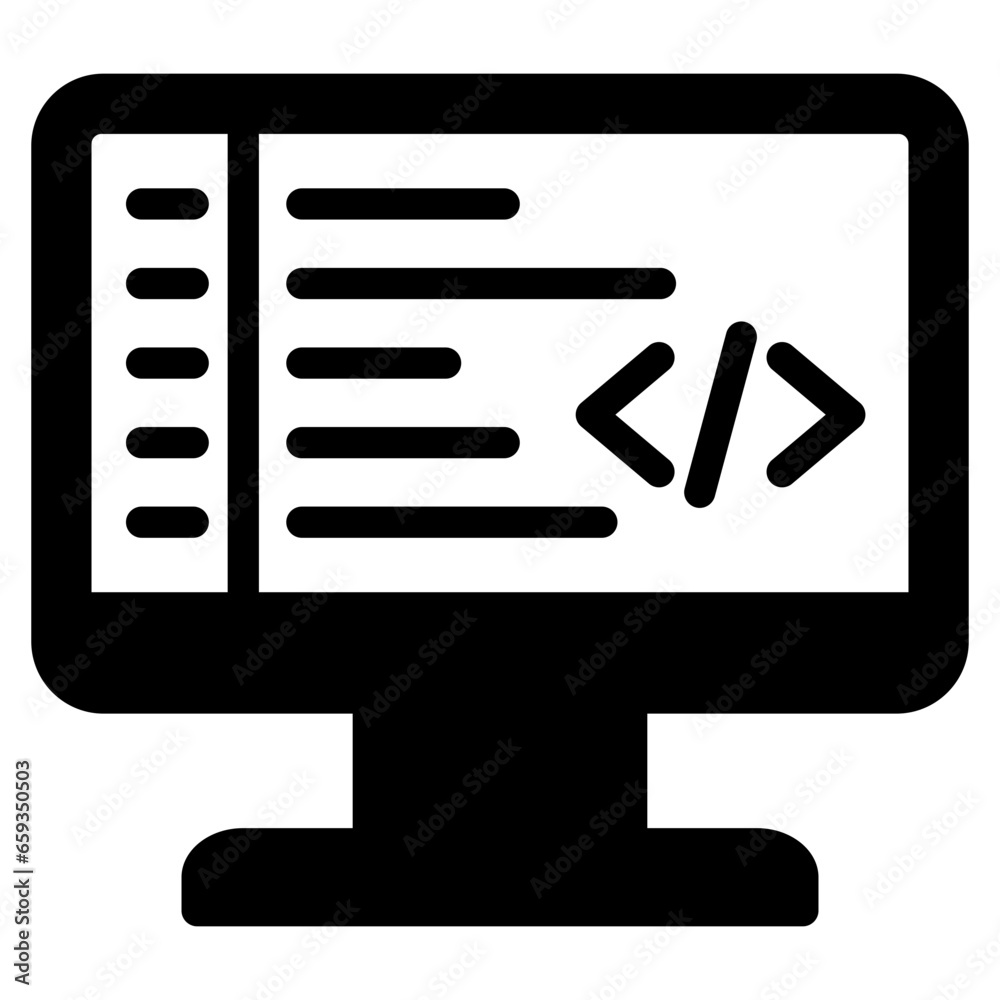 Computer Programming Glyph Icon Computer Programming Glyph Icon