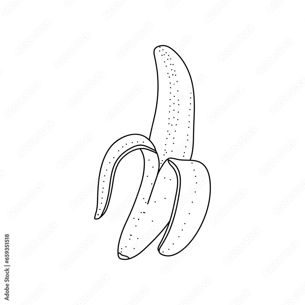 Banana icon in doodle sketch lines icon isolated on white background Banana icon in doodle sketch lines icon isolated on white background