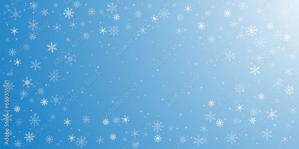 snowflakes and snow on a winter blue background, vector