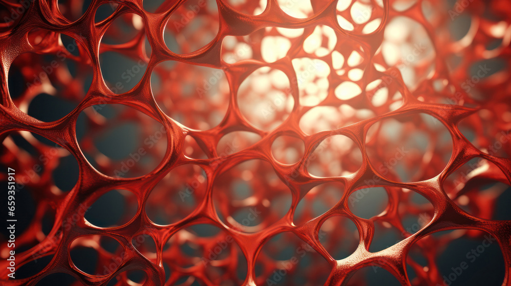 Health and Science Concept: 3D Rendered Blood Cells and Tissue Health and Science Concept: 3D Rendered Blood Cells and Tissue