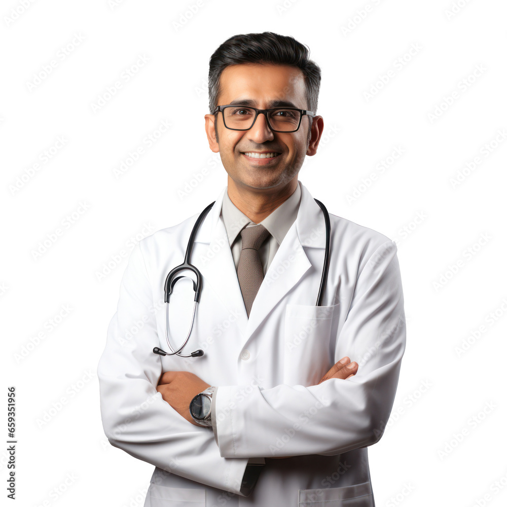 Doctor portrait isolated on white transparent background, Indian physician with medical stethoscope, PNG Doctor portrait isolated on white transparent background, Indian physician with medical stethoscope, PNG
