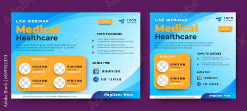 Healthcare Service webinar banner template design. vector	