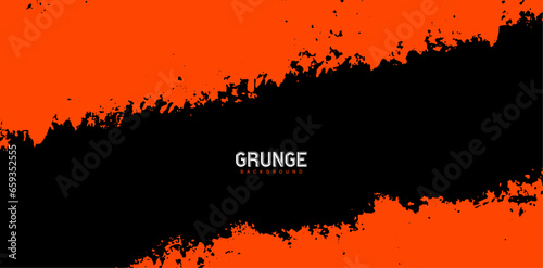Grunge texture effect background. Distressed overlay rough textured. Abstract vintage monochrome. Black isolated on orange. Graphic design torn style concept for banner, flyer, brochure, or cover
