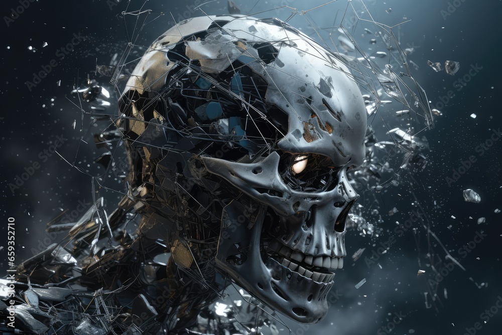 AI technology sci fi cyborg robotics demolition concept