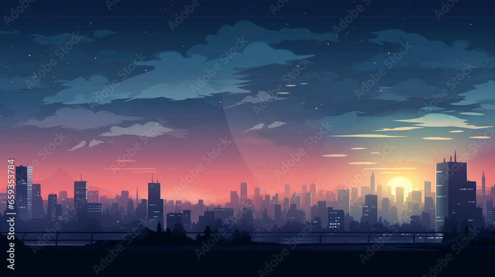 Fototapeta premium コピースペースのある都市背景イラスト