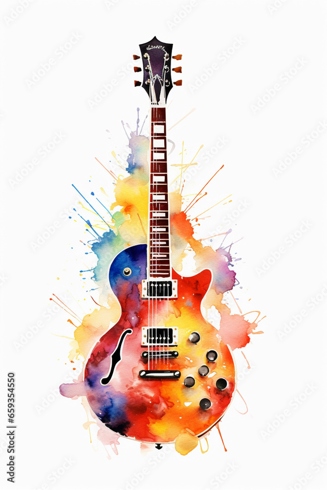 Guitar clip art guitar watercolor