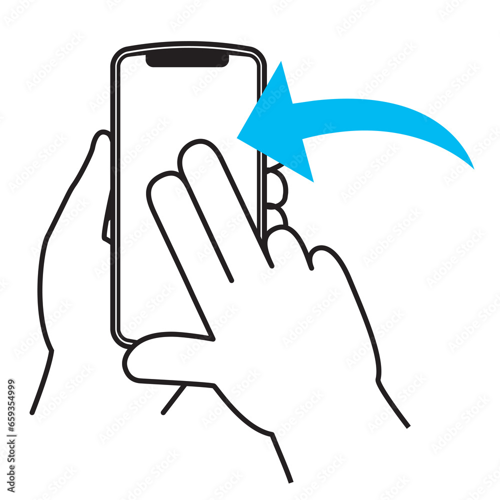 二本指のスワイプ　スマートフォンを操作する手のジェスチャーのシンプルなイラスト・アイコン