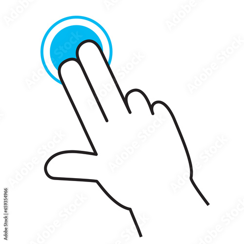 二本指のタップ　スマートフォンを操作する手のジェスチャーのシンプルなイラスト・アイコン