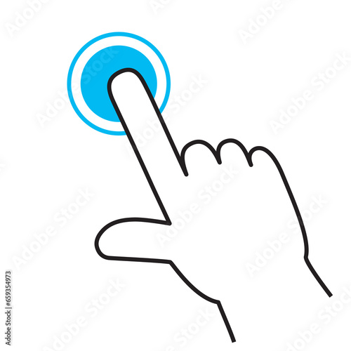 一本指のタップ　スマートフォンを操作する手のジェスチャーのシンプルなイラスト・アイコン