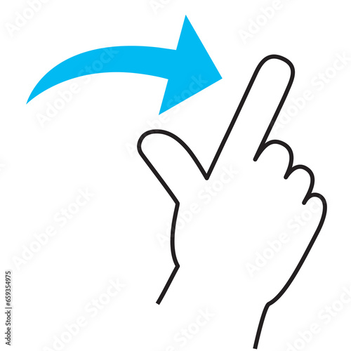 一本指のスワイプ　スマートフォンを操作する手のジェスチャーのシンプルなイラスト・アイコン