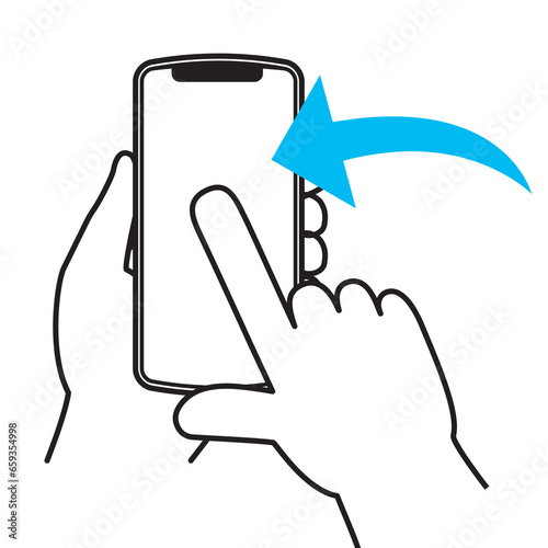一本指のスワイプ　スマートフォンを操作する手のジェスチャーのシンプルなイラスト・アイコン