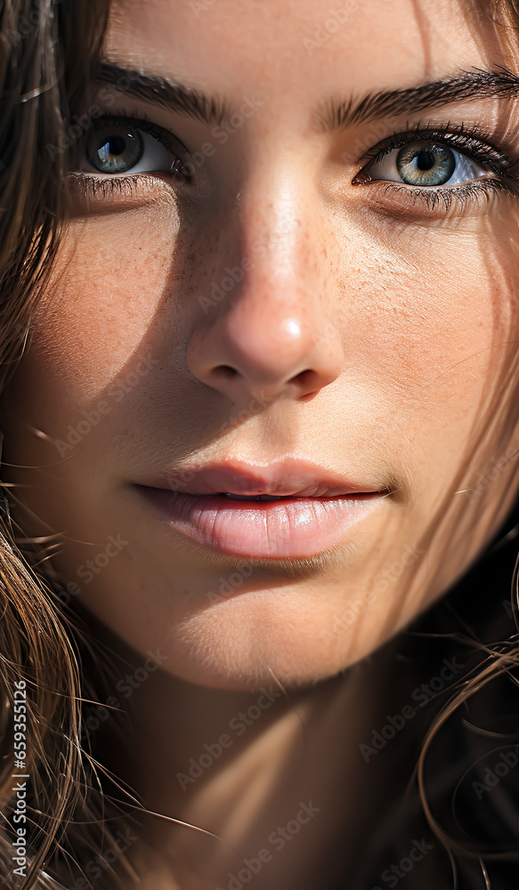 Closeup portrait of pretty girl. AI generated Closeup portrait of pretty girl. AI generated