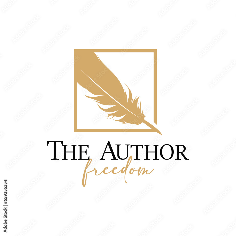Feather Logo Design Minimalist Vector Template Feather Logo Design Minimalist Vector Template
