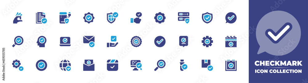 Checkmark icon collection. Duotone color. Vector and transparent ...