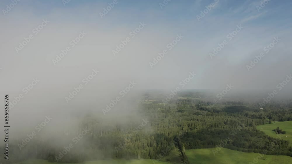 Flying Sideways above Clouds. Countryside Aerial. Flying Sideways above Clouds. Countryside Aerial.