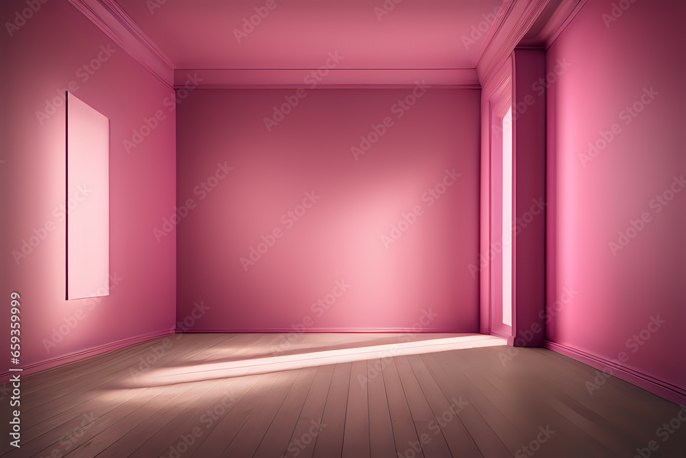 Beautiful original background image of an empty space in pink tones with a play of light and shadow on the wall and floor for design or creative work Beautiful original background image of an empty space in pink tones with a play of light and shadow on the wall and floor for design or creative work
