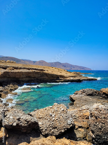 Dangerous and beautiful rocky shore of the Mediterranean Sea