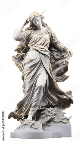 Marble Statue Figure Isolated on Transparent or White Background, PNG