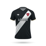3d realistic soccer jersey in Vasco da Gama style, shirt template for football kit 2023