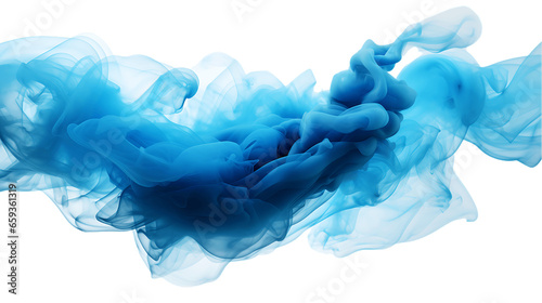 Blue Smoke Explosion Isolated on Transparent or White Background, PNG