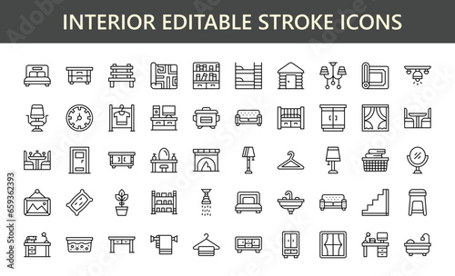 Interior Editable Stroke Outline Icons Pixel Perfect