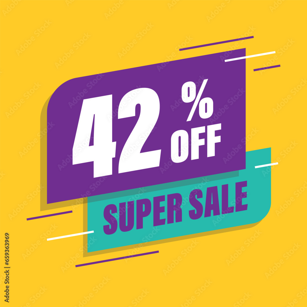Forty two 42% percent purple and green sale tag vector Forty two 42% percent purple and green sale tag vector