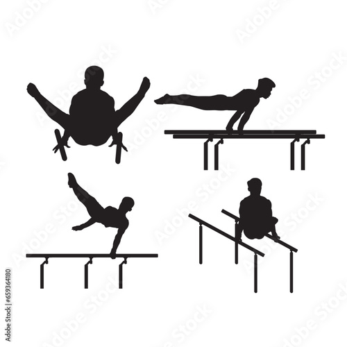 Collection  people doing yoga Sports silhouettes