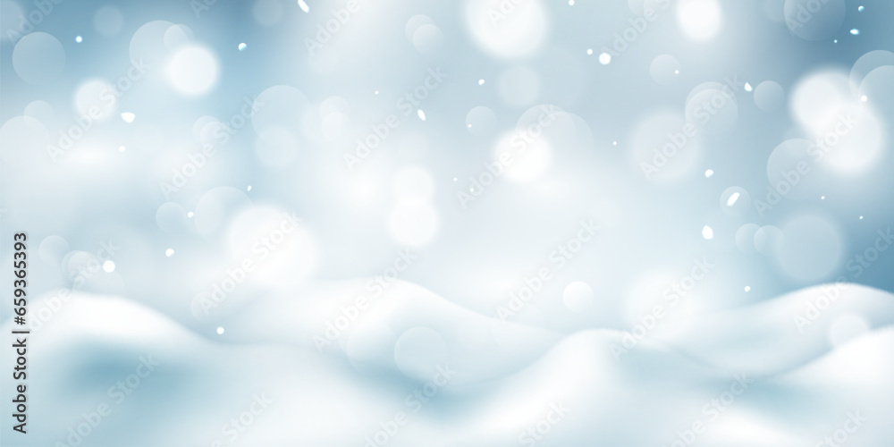 Christmas background decorated with white snow Vector illustration