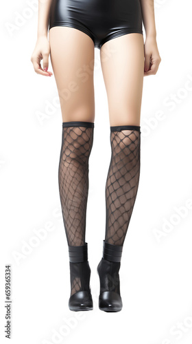 Feminine Legs Adorned in Hosiery Isolated on Transparent or White Background, PNG