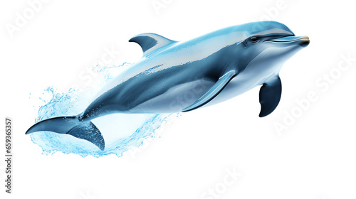 Joyful Leaping Dolphin Isolated on Transparent or White Background, PNG