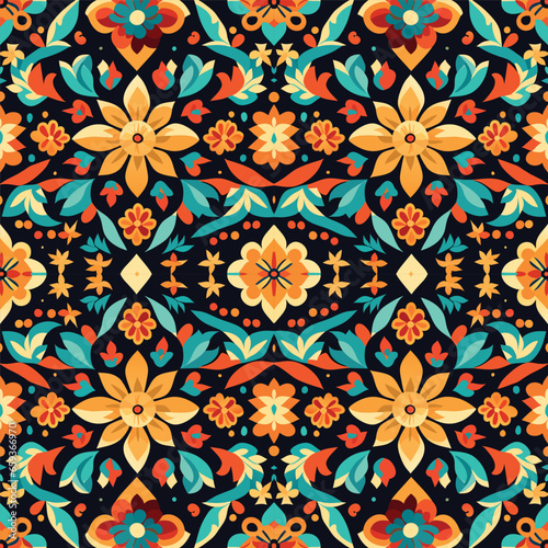 Geometric ethnic oriental floral seamless pattern traditional Design for background