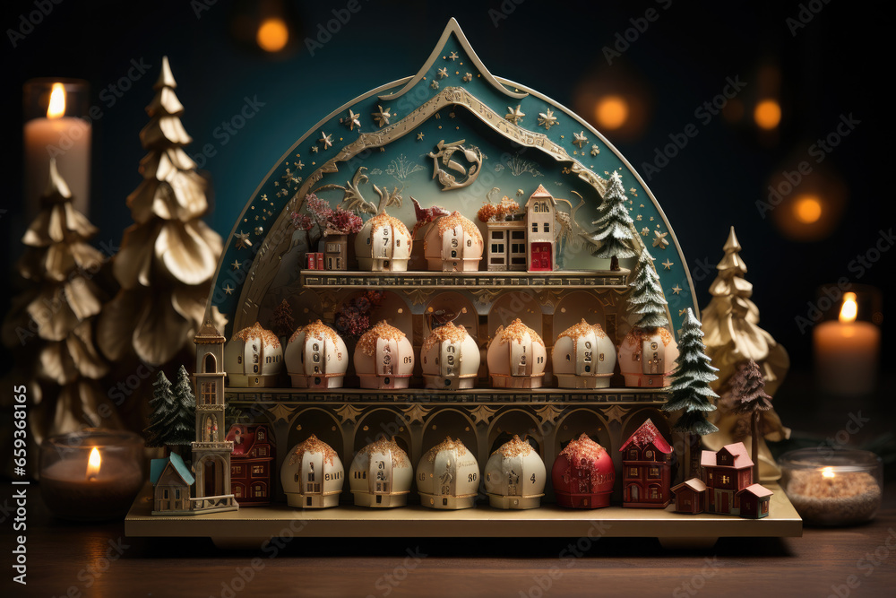 Obraz premium Christmas advent calendar. Christmas gifts and holiday traditions concept