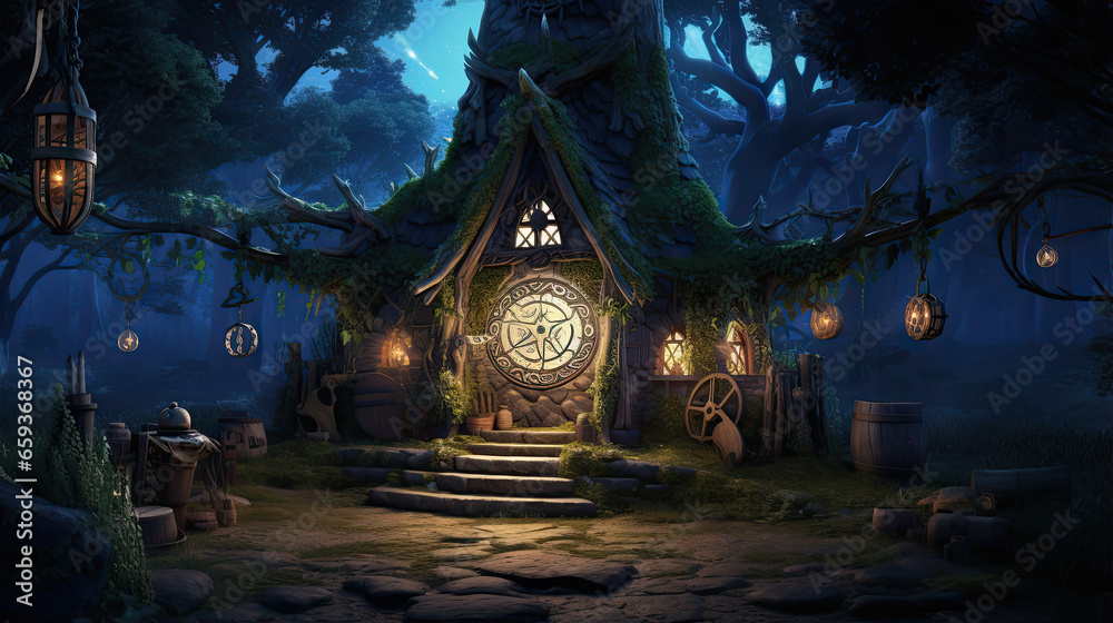 Witch's Hut with Glowing Runes