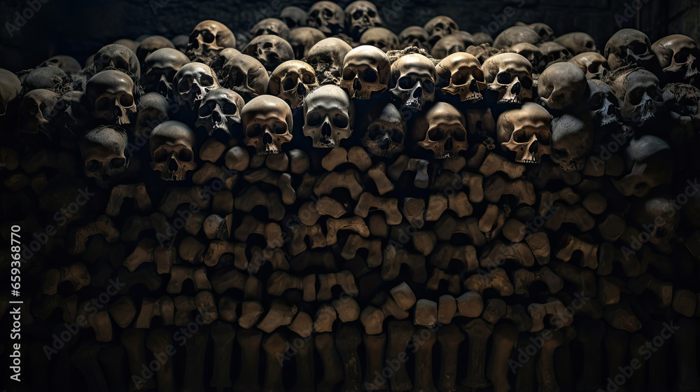 Obraz premium Skulls in Subterranean Catacombs