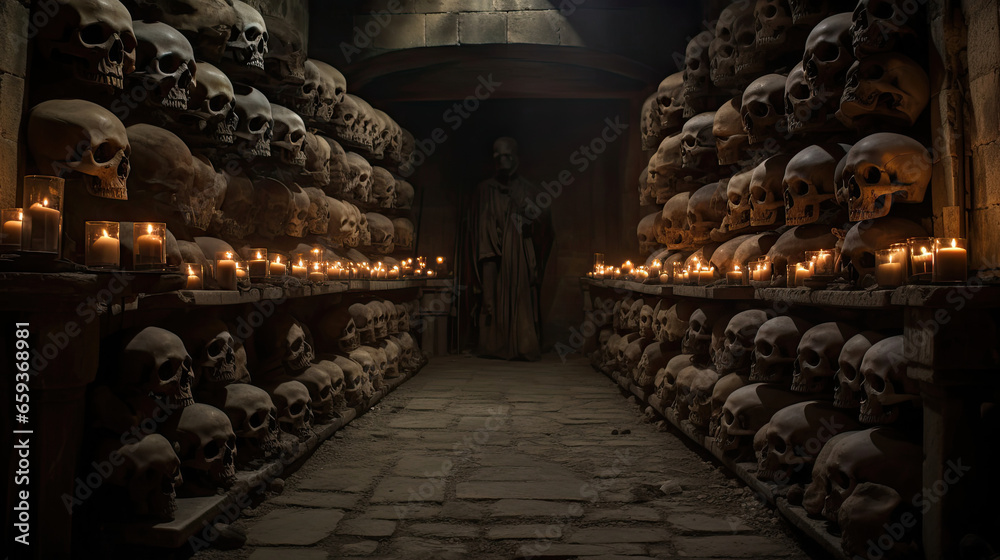 Fototapeta premium Skulls in a Haunted Cellar