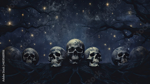 Skulls Amidst Shimmering Stars
