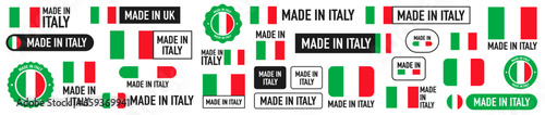 Made in Italy badges and emblems of set collection illustrations.