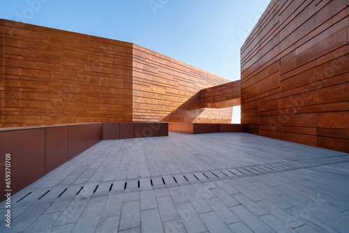 Canvas Print Artistic architecture and empty floor, Shanghai, China